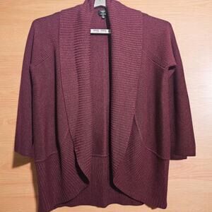 Talbots Women’s Open Front Cardigan – 1X – Pure Merino Wool – Burgundy